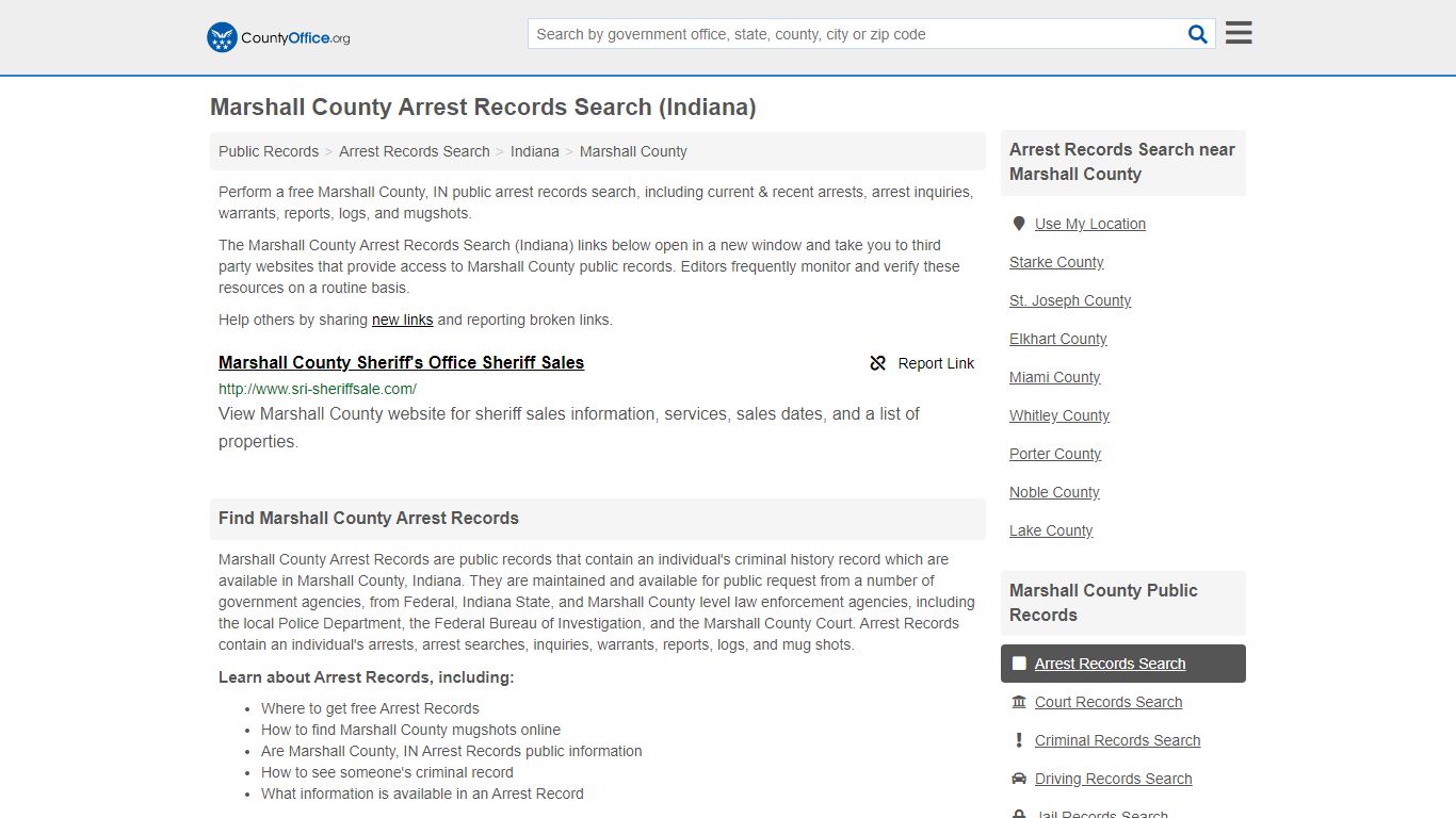 Arrest Records Search - Marshall County, IN (Arrests & Mugshots)