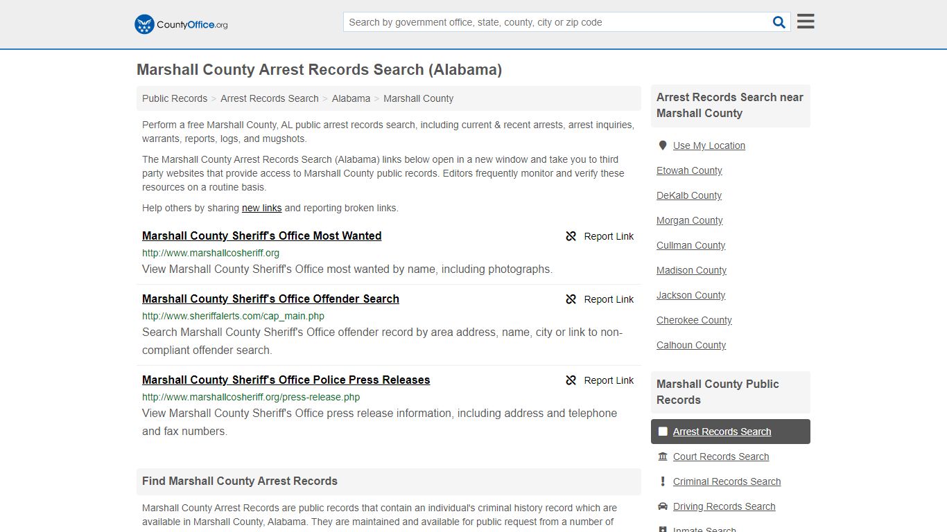Arrest Records Search - Marshall County, AL (Arrests & Mugshots)