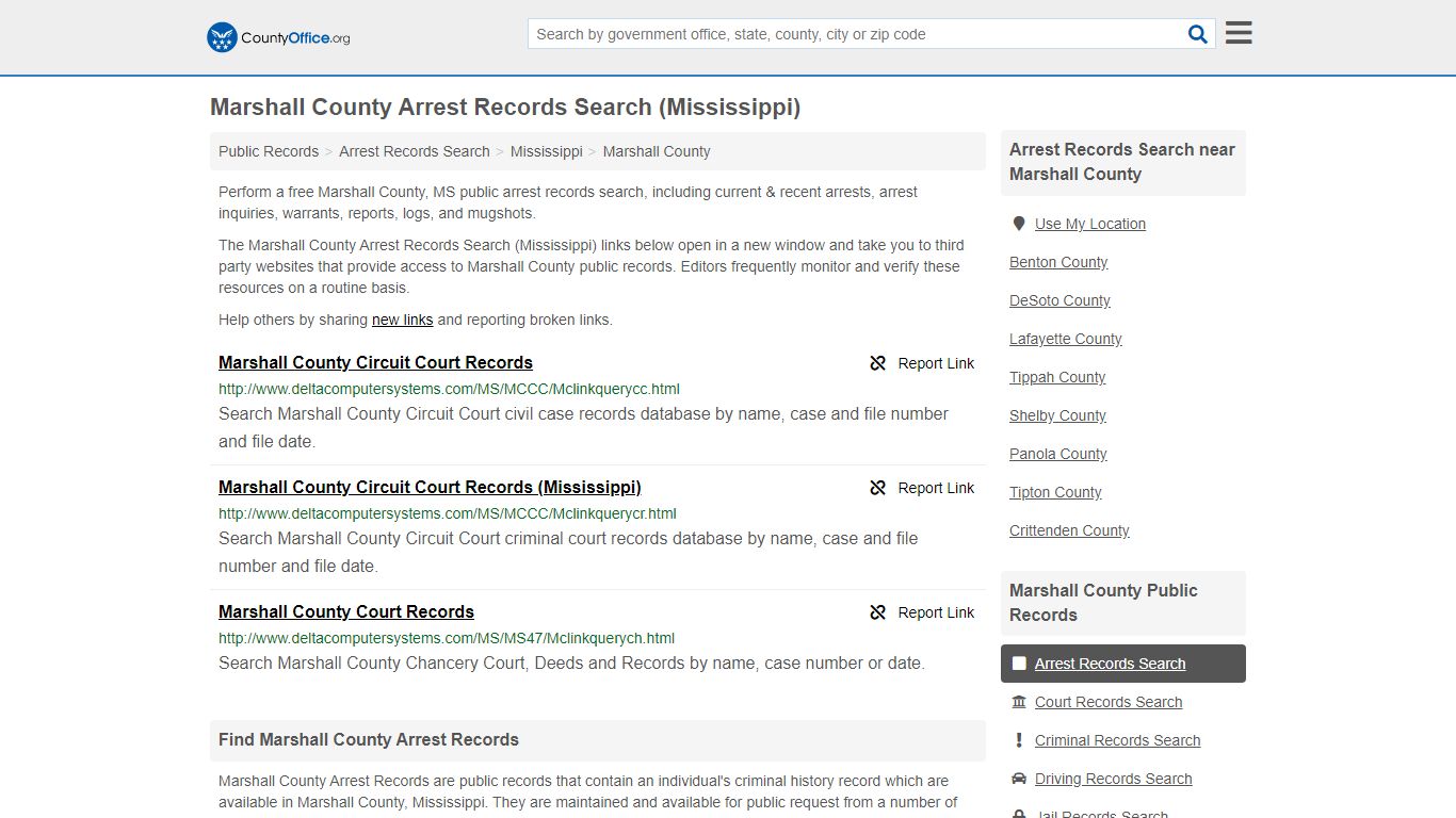 Arrest Records Search - Marshall County, MS (Arrests & Mugshots)