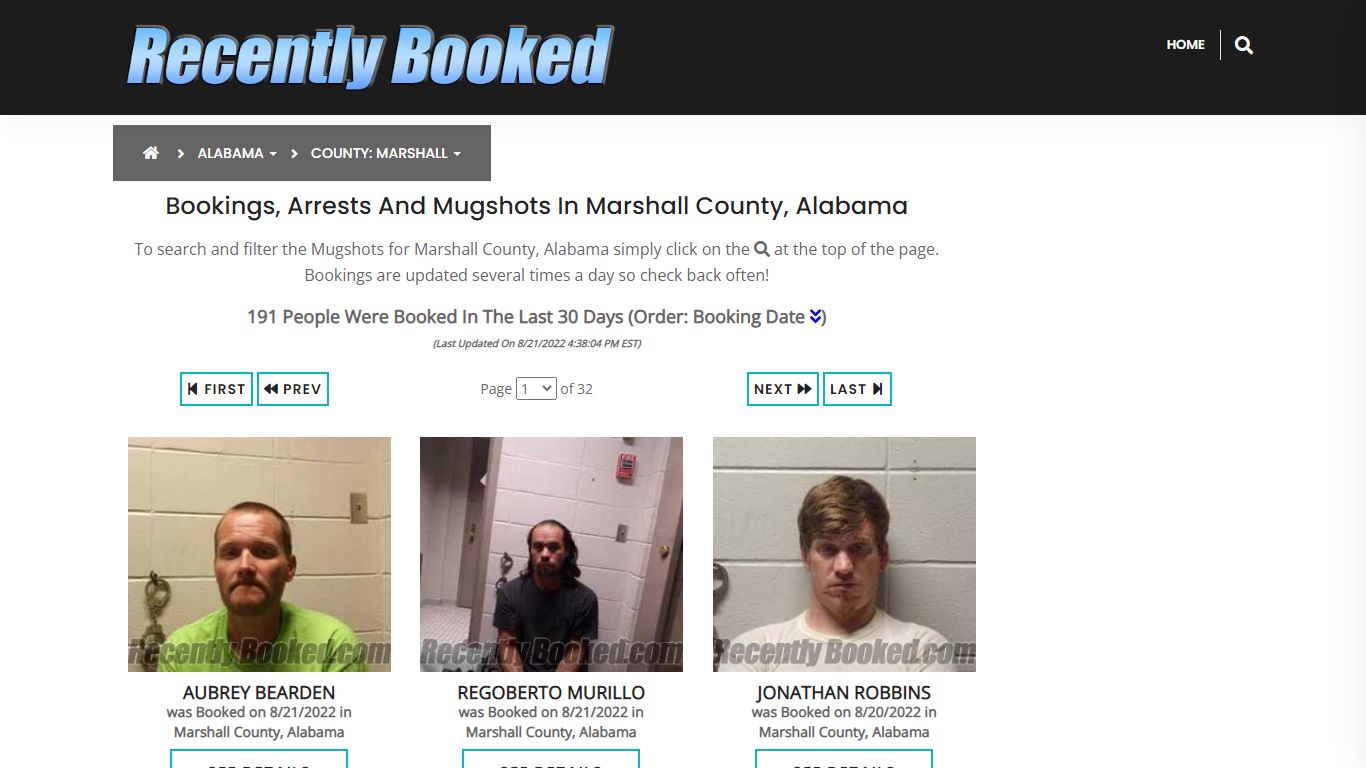 Bookings, Arrests and Mugshots in Marshall County, Alabama